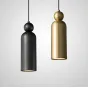 Парная комбинация подвесных светодиодных светильников с цилиндрическим корпусом и шарообразным клипом из натуральной и черненой латуни LEFFE DUO Brass Black