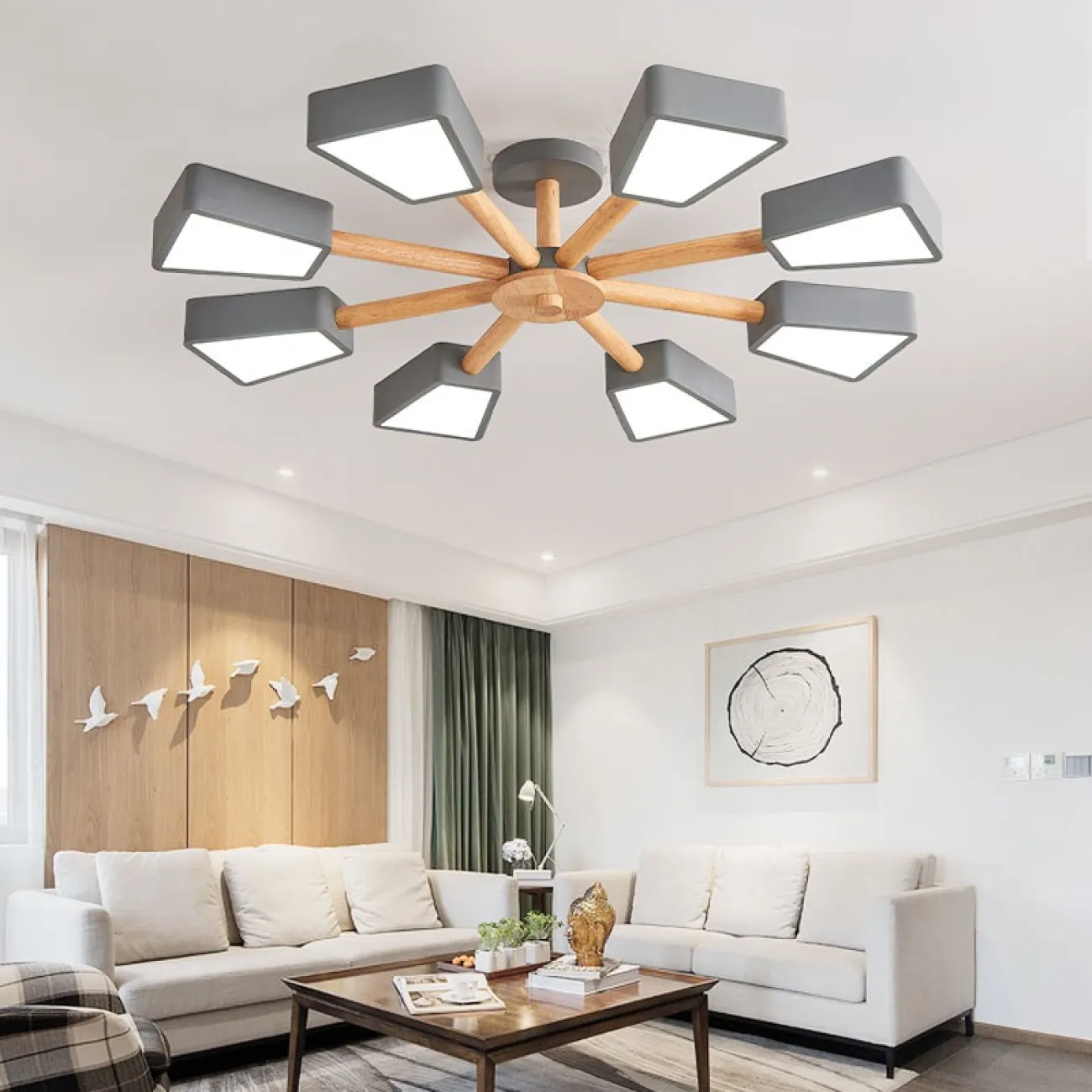 Светодиодная потолочная люстра в скандинавском эко стиле FLEN