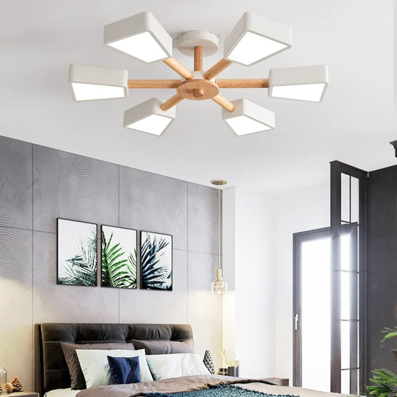 Светодиодная потолочная люстра в скандинавском эко стиле FLEN