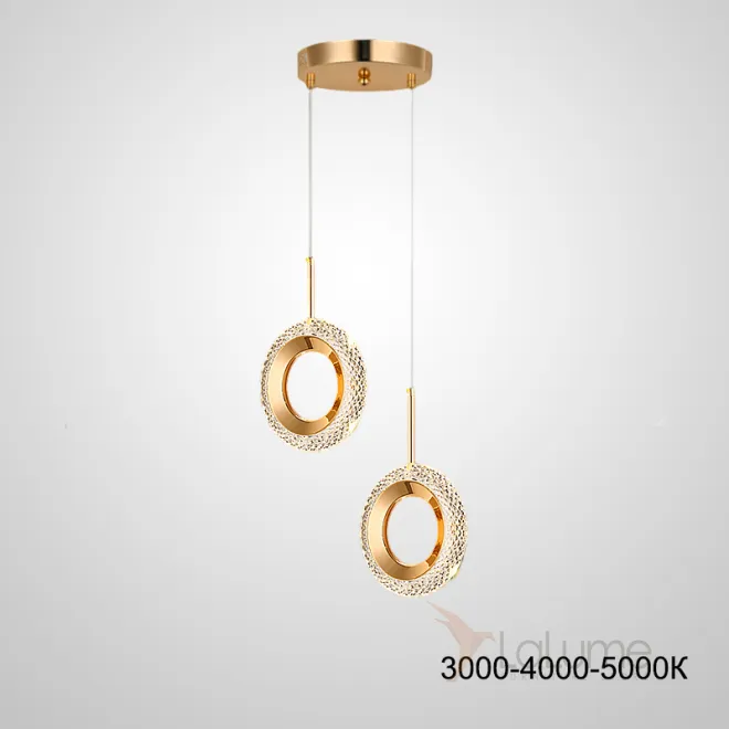 Готовая комбинация подвесных светодиодных светильников с рельефным корпусом в форме колец KEZIA DUO RING Трехцветный свет