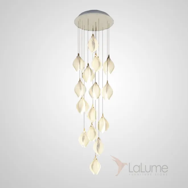 Готовая комбинация подвесных светильников с каплевидными плафонами из нефритового фарфора в форме белых бутонов LEA MORE D50