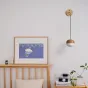 Настенный светильник с подвесным плафоном из белого стекла и дерева каштана ROLV WALL