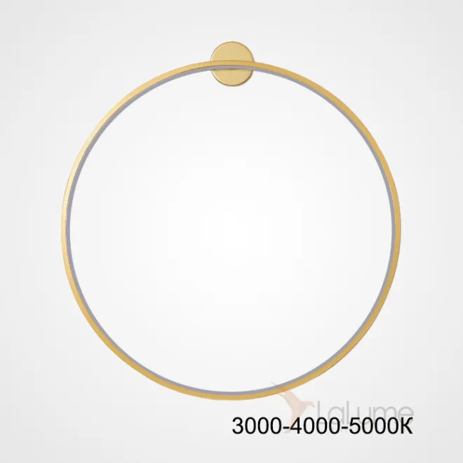 Серия настенных светильников в виде черных металлический колец разного диаметра с LED-подсветкой по контуру корпуса с круглым креплением GUARD B D120 Brass Трехцветный свет