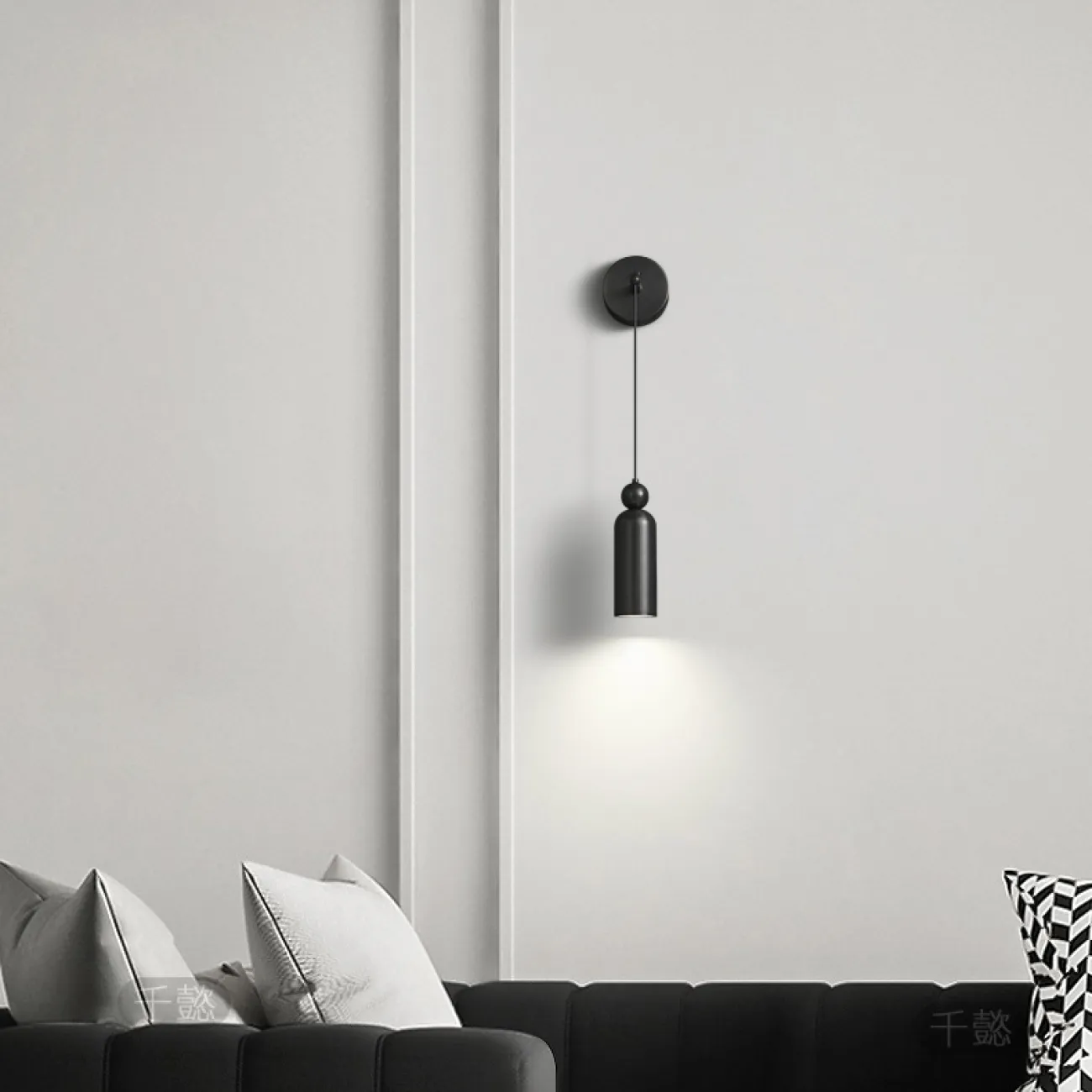 Серия настенных светодиодных светильников с цилиндрическим корпусом и шарообразным клипом из натуральной и черненой латуни LEFFE WALL Black