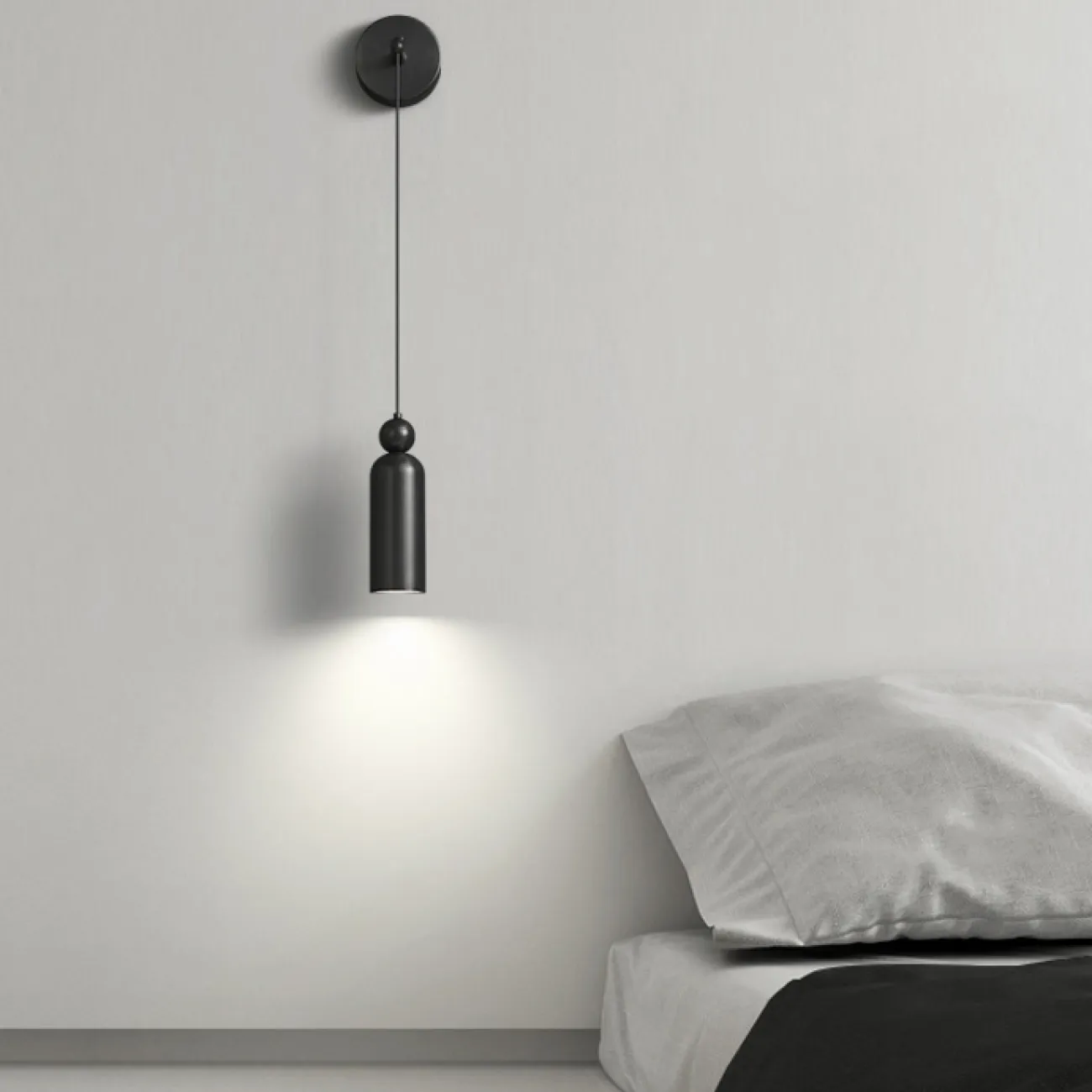 Серия настенных светодиодных светильников с цилиндрическим корпусом и шарообразным клипом из натуральной и черненой латуни LEFFE WALL Black