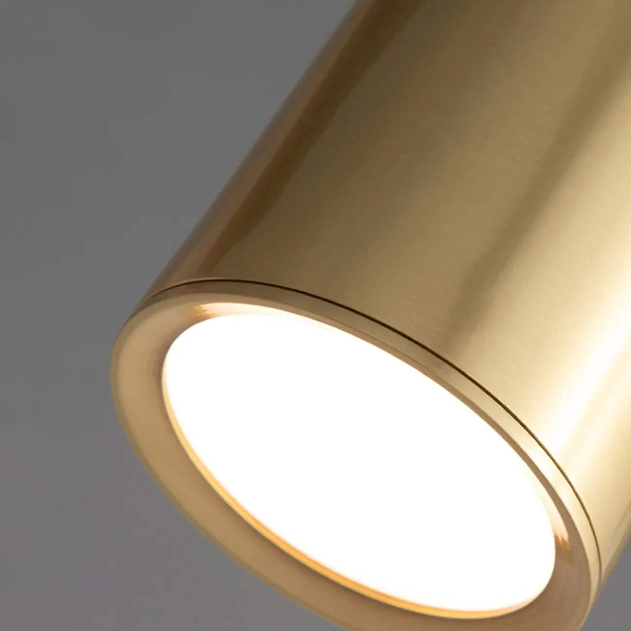 Серия настенных светодиодных светильников с цилиндрическим спотом из латуни на шарнире с круглым креплением LEFFE B WALL Brass