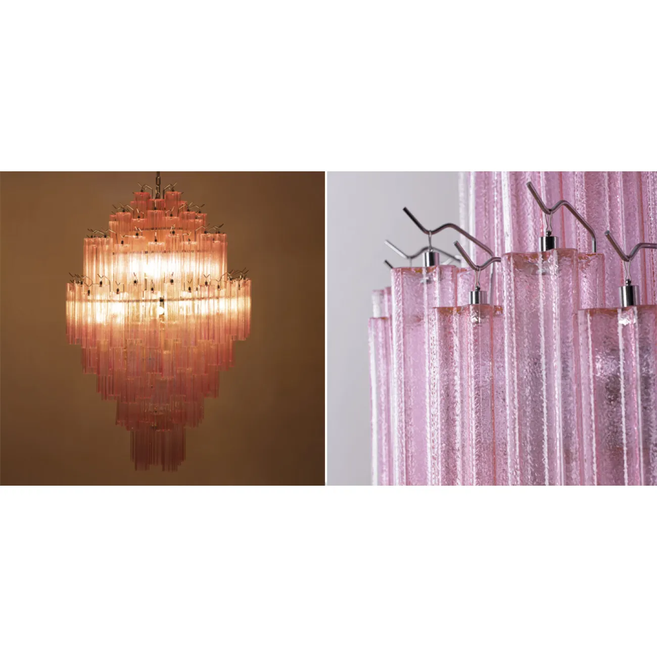 Большая люстра розовое стекло Vintage Kronleuchter aus Murano glas