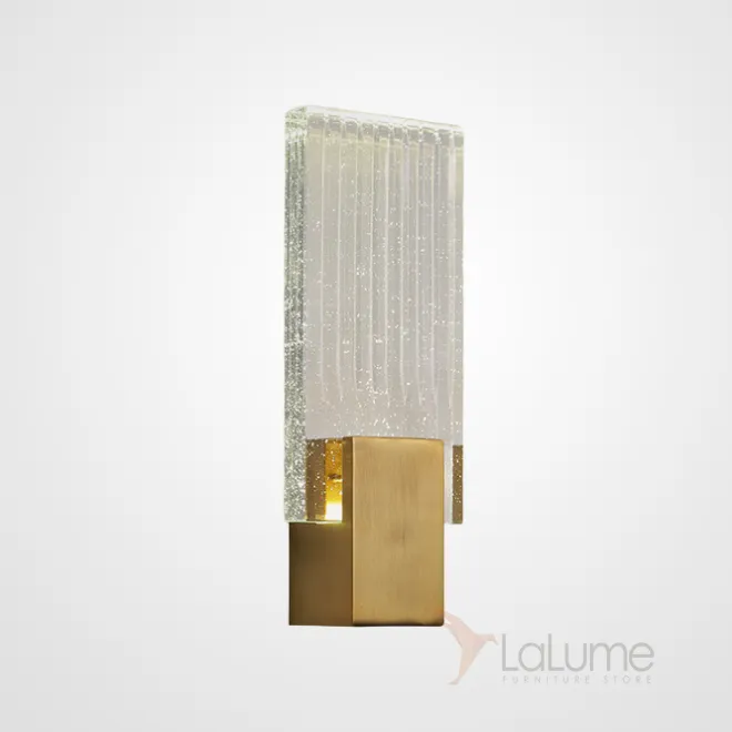 Светодиодный настенный светильник с рельефным хрустальным плафоном прямоугольной формы с эффектом воздушных пузырьков FIORD L10
