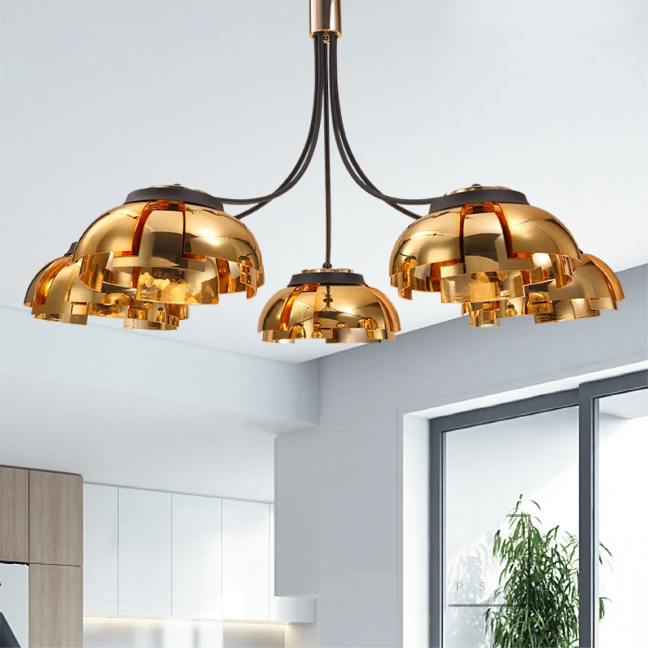 Люстра на штанге GRADE D105 5 lamps Gold от ImperiumLoft
