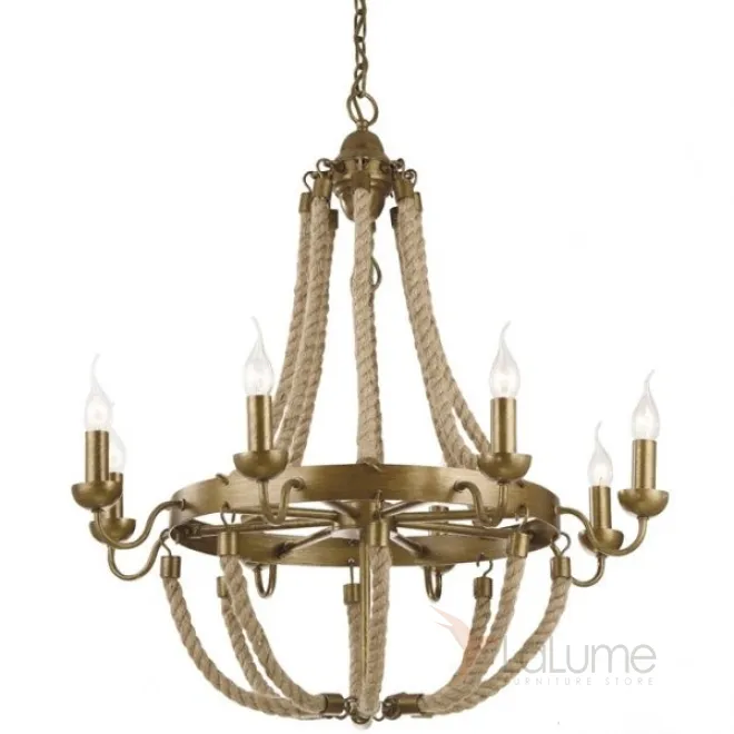 Люстра Rattan Chandelier Metall 8 Loft Rope Light от ImperiumLoft