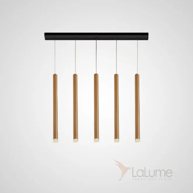 Готовая комбинация подвесных светодиодных светильников с трубчатыми плафонами оттенка латунь HARDER COMBO B L5 H40