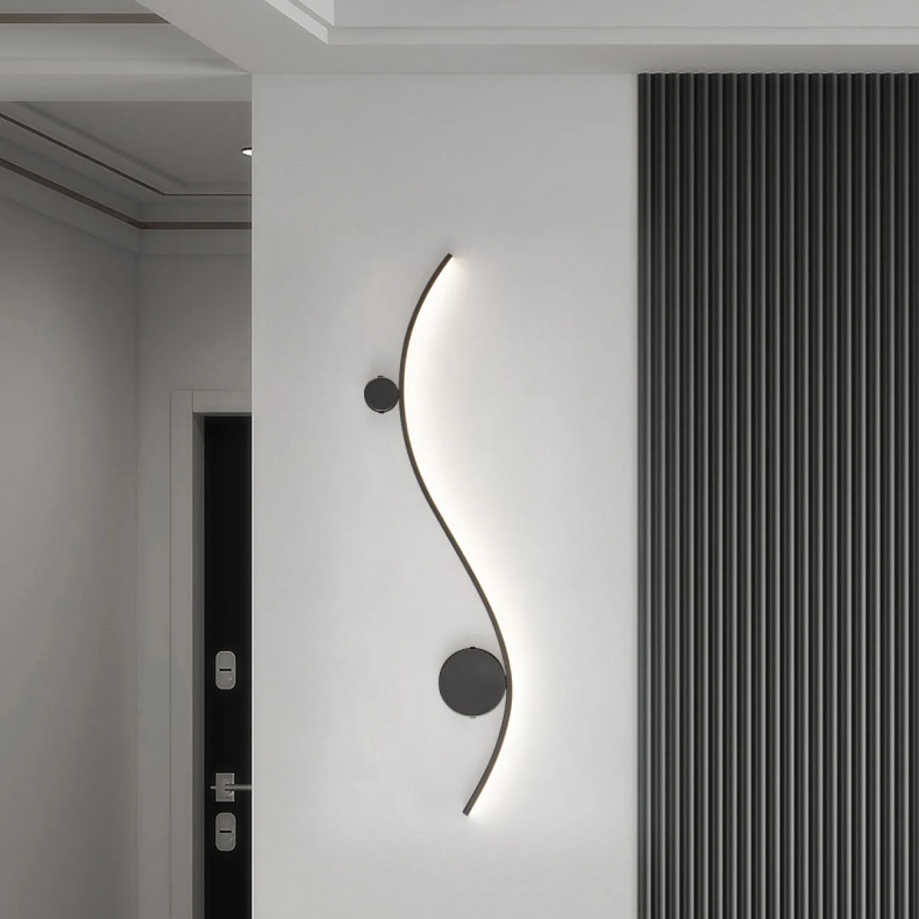 Серия настенных светильников с двумя круглыми креплениями на изогнутом корпусе с LED-подсветкой TEMP L100 Brass