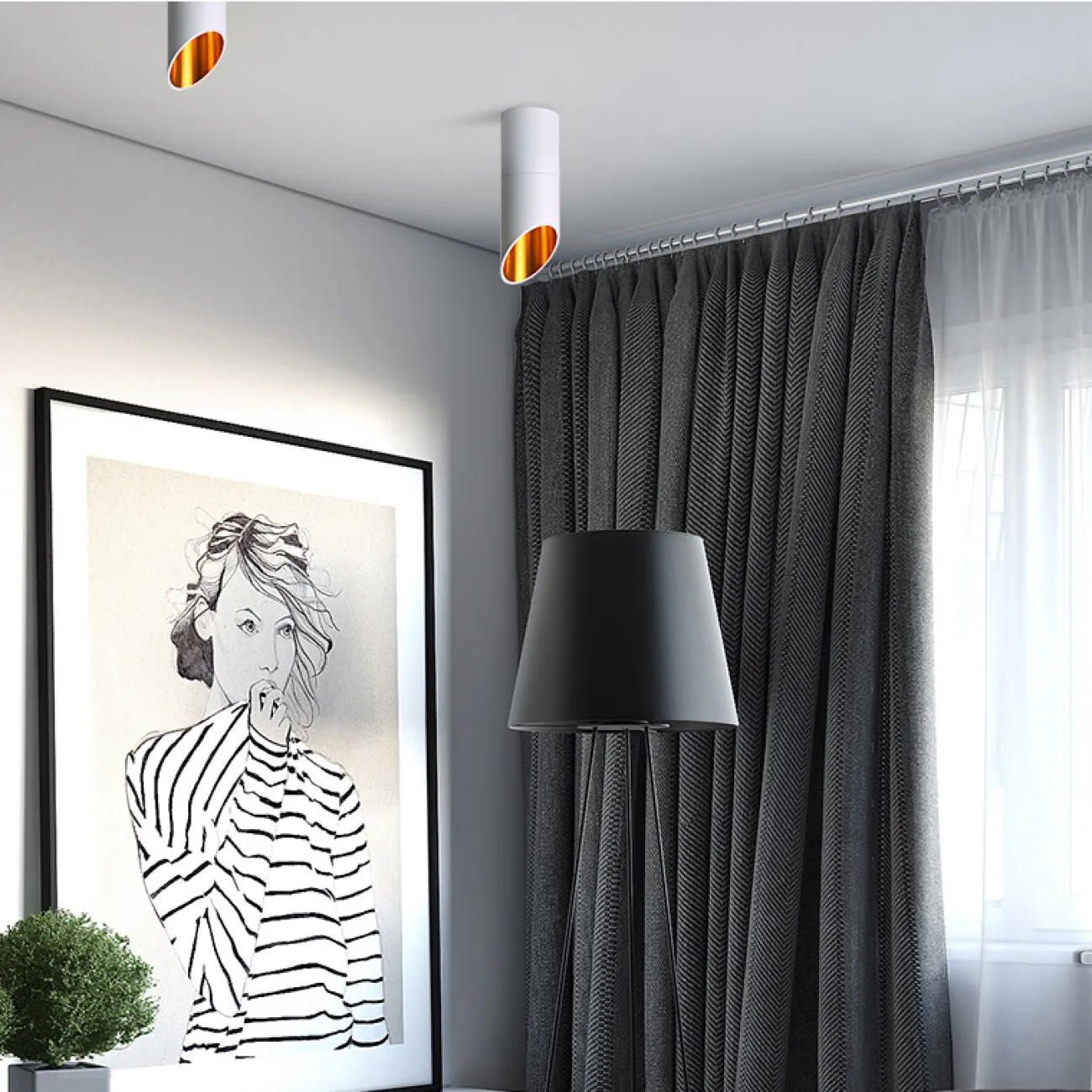 Потолочный светильник 45° lamps by Via H23 White от ImperiumLoft