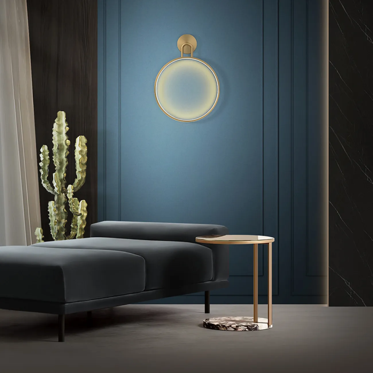 Серия настенных светодиодных светильников на кольцевом каркасе из настоящей латуни JORG D30