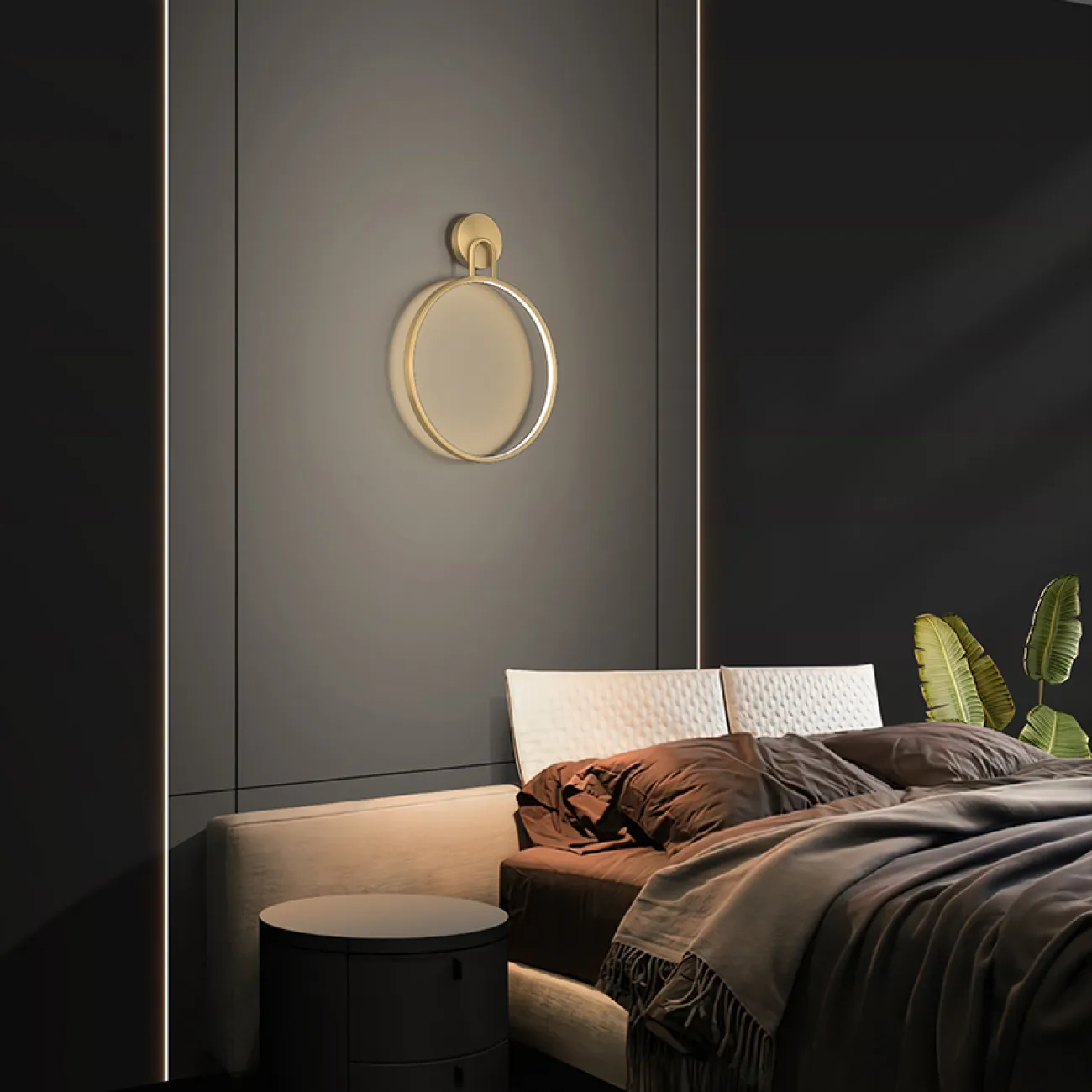 Серия настенных светодиодных светильников на кольцевом каркасе из настоящей латуни JORG D30