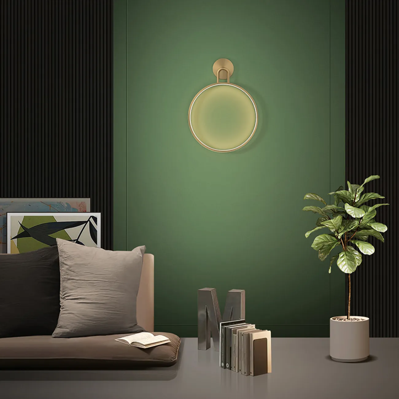 Серия настенных светодиодных светильников на кольцевом каркасе из настоящей латуни JORG D30