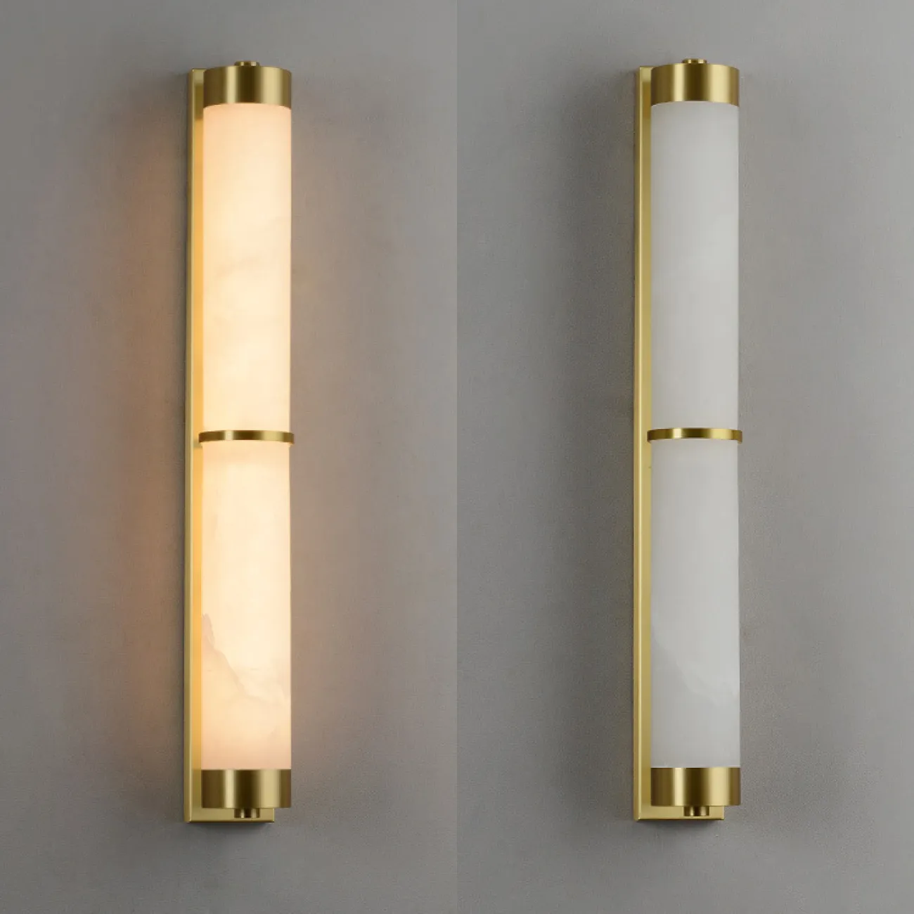 Серия настенных светодиодных светильников с цилиндрическим корпусом из натурального белого мрамора VIEW WALL H80