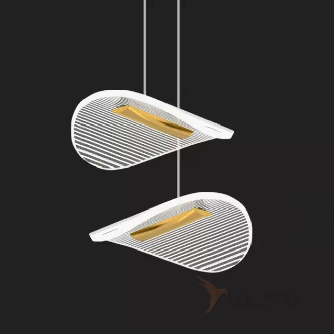 Готовая комбинация подвесных светильников с листовидными прозрачными плафонами с гравировкой DELFINA D20