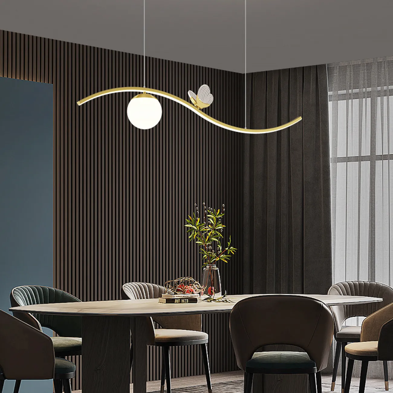 Подвесной светильник BABETTA WAVE Brass Трехцветный свет от ImperiumLoft