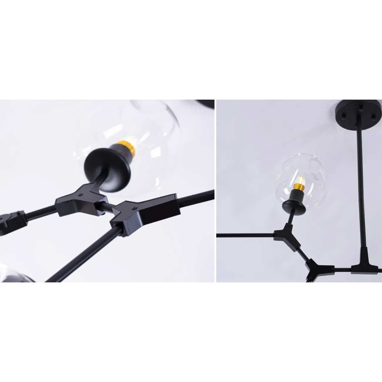 Люстра Сrumpled Glass Bubble Chandelier Black 8 плафонов