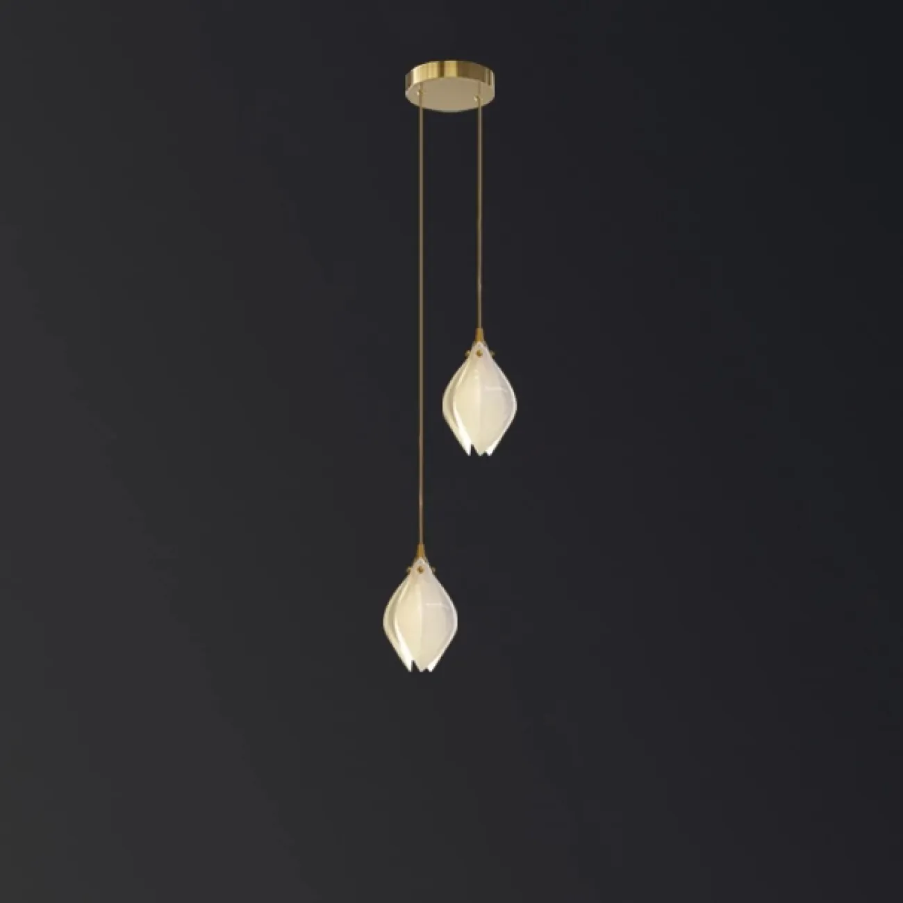 Готовая комбинация подвесных светильников с каплевидными плафонами из нефритового фарфора в форме белых бутонов LEA MORE D28