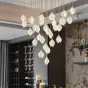 Готовая комбинация подвесных светильников с каплевидными плафонами из нефритового фарфора в форме белых бутонов LEA MORE D22