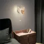Настенный светодиодный светильник с плафоном в форме лебедя со светящимися крыльями на изогнутом кронштейне с блестящим шаром BIRDIE WALL Rose Gold