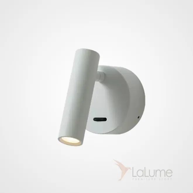 Серия настенных светодиодных светильников с цилиндрическим плафоном на круглом креплении с USB-портом RUN White Серия настенных светодиодных светильников с цилиндрическим плафоном на круглом креплении с USB-портом RUN White