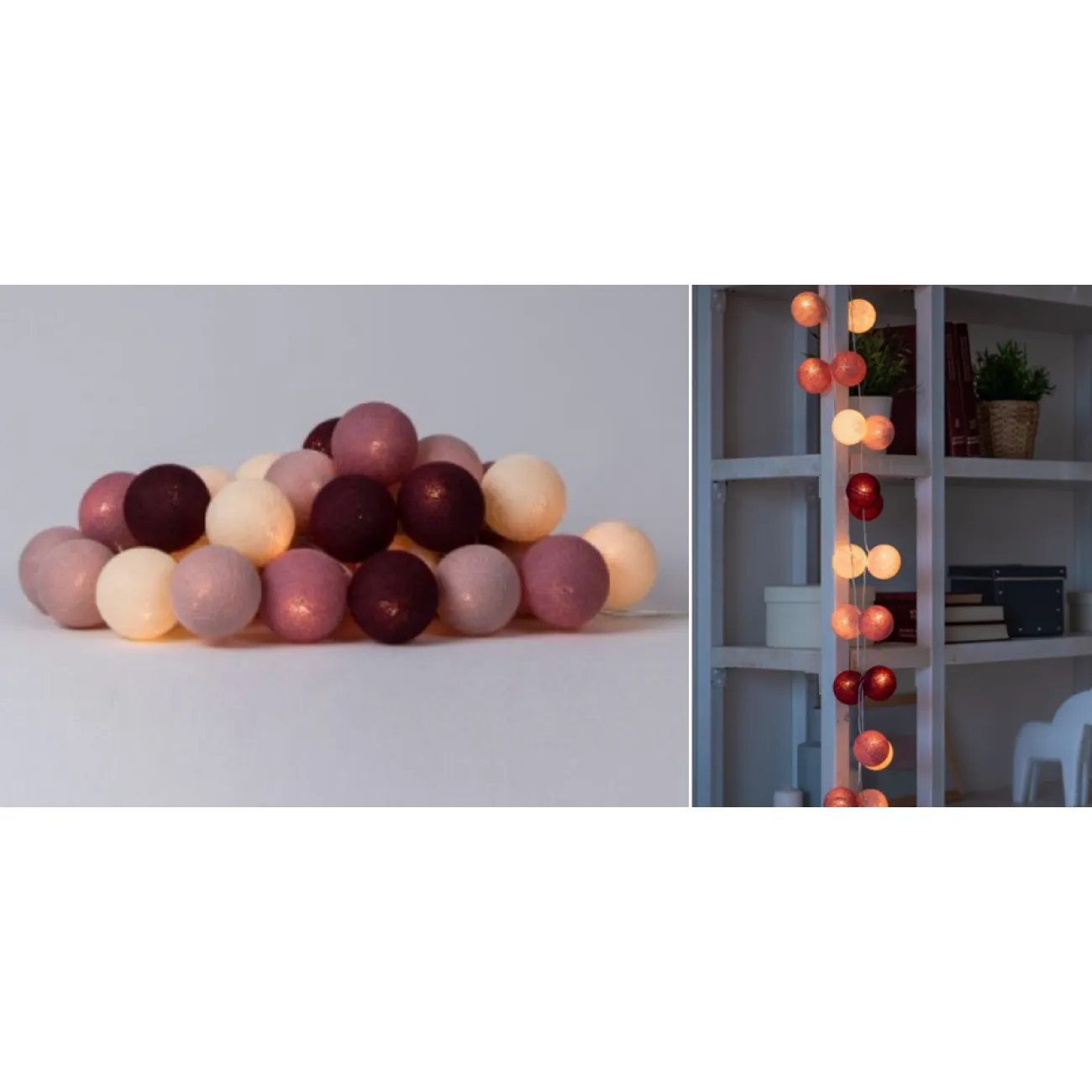 Гирлянда хлопковые фонарики Сotton Ball Rosegarden