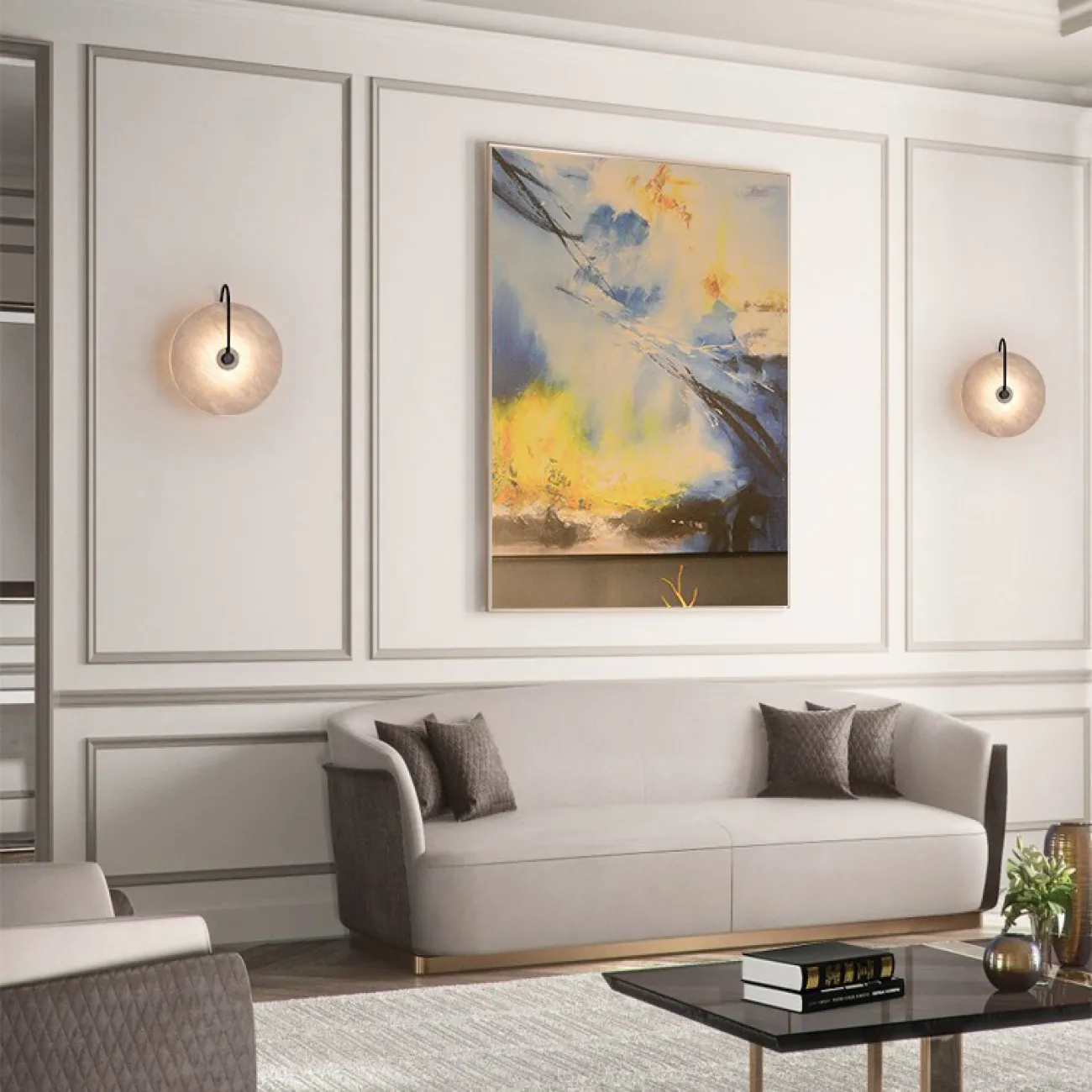 Настенный светильник с рассеивателем в виде алебастрового диска LAMBERT B WALL