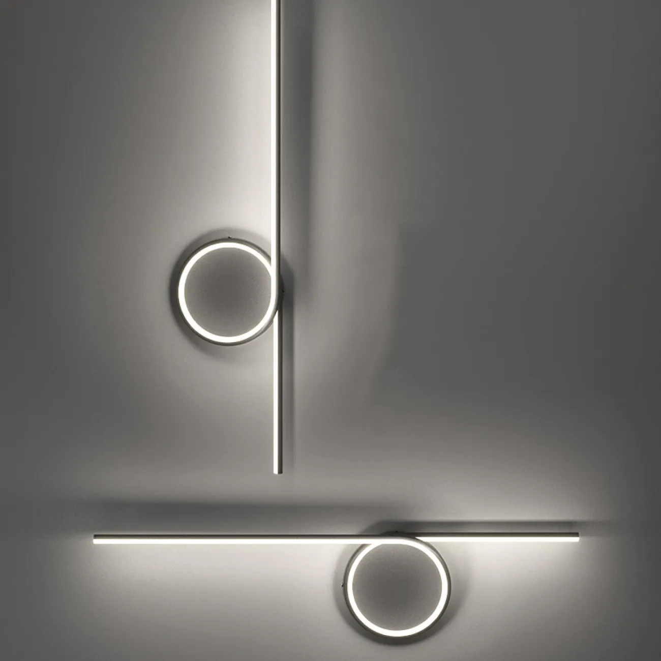 Серия настенных светодиодных светильников в виде комбинации вытянутой вертикальной стойки и светящихся колец DONATA С H80 White 4000К