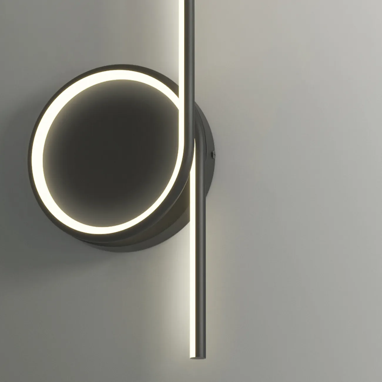 Серия настенных светодиодных светильников в виде комбинации вытянутой вертикальной стойки и светящихся колец DONATA С H80 White 4000К