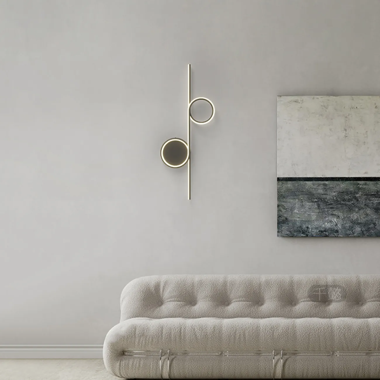 Серия настенных светодиодных светильников в виде комбинации вытянутой вертикальной стойки и светящихся колец DONATA С H80 White 4000К