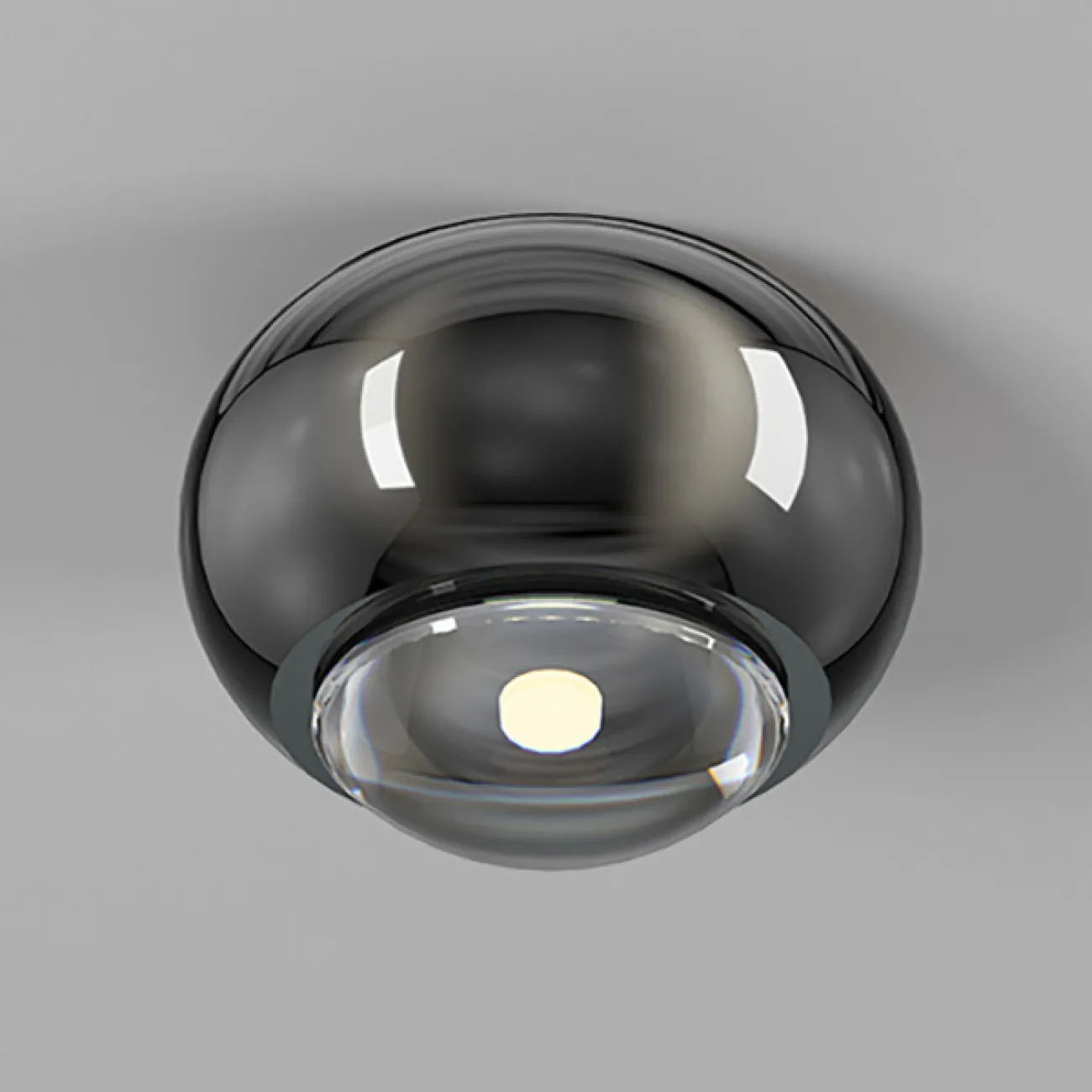 Точечный светодиодный светильник с черным глянцевым корпусом шаровидной формы со встроенной оптической линзой AMDI