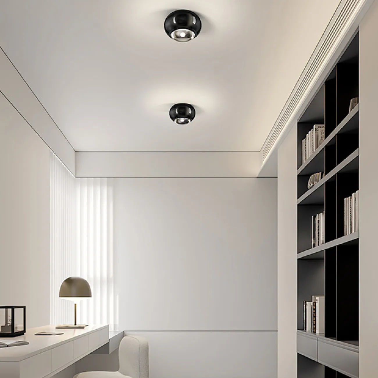 Точечный светодиодный светильник с черным глянцевым корпусом шаровидной формы со встроенной оптической линзой AMDI