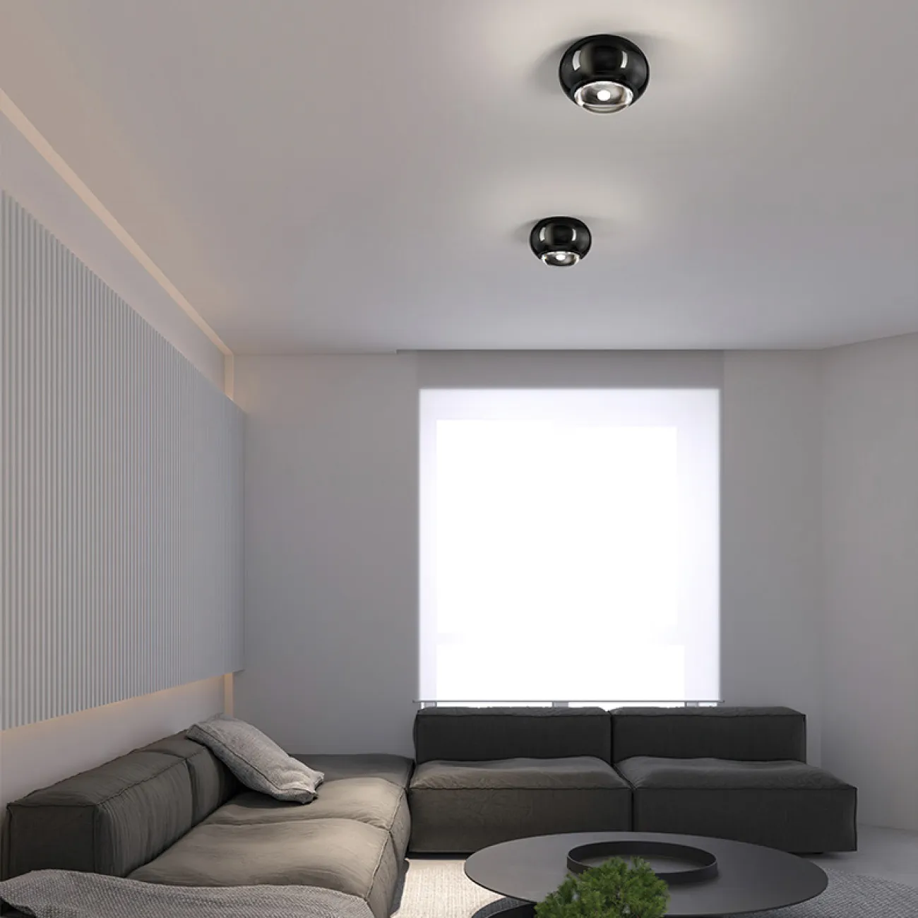 Точечный светодиодный светильник с черным глянцевым корпусом шаровидной формы со встроенной оптической линзой AMDI