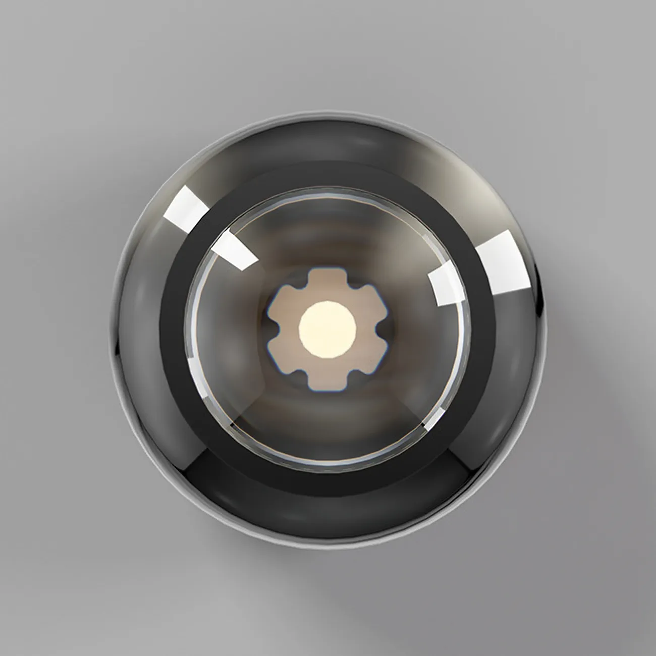 Точечный светодиодный светильник с черным глянцевым корпусом шаровидной формы со встроенной оптической линзой AMDI