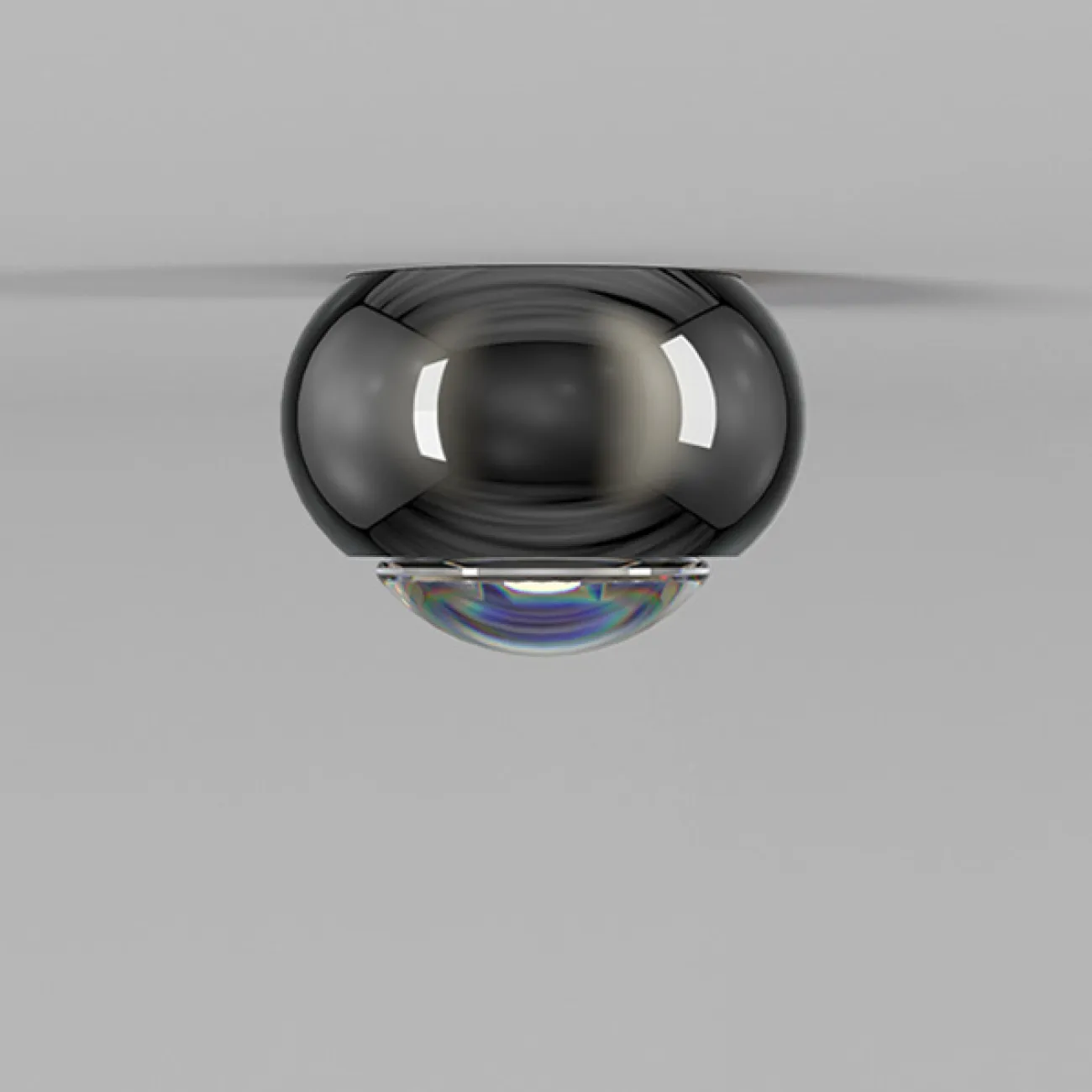 Точечный светодиодный светильник с черным глянцевым корпусом шаровидной формы со встроенной оптической линзой AMDI