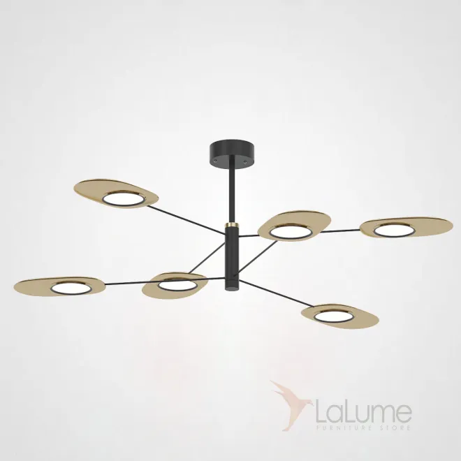 Люстра на штанге INGEL D90 6 lamps Black/Gold от ImperiumLoft