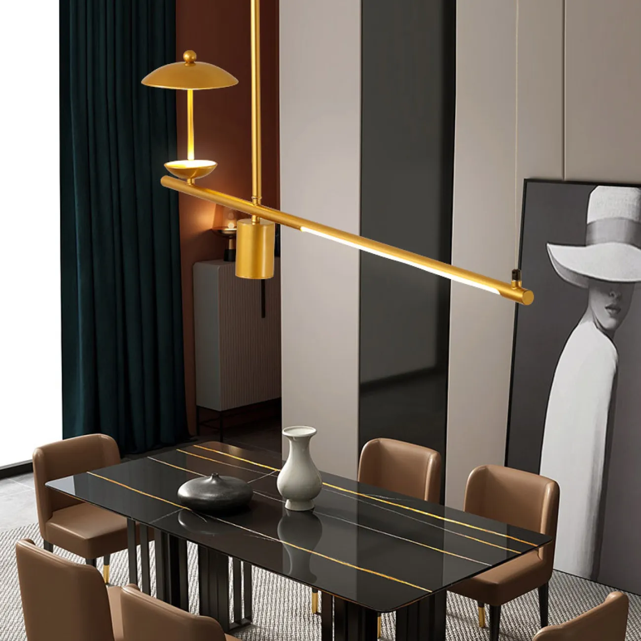 Подвесной светильник HETLEY B L2 Gold Black от ImperiumLoft