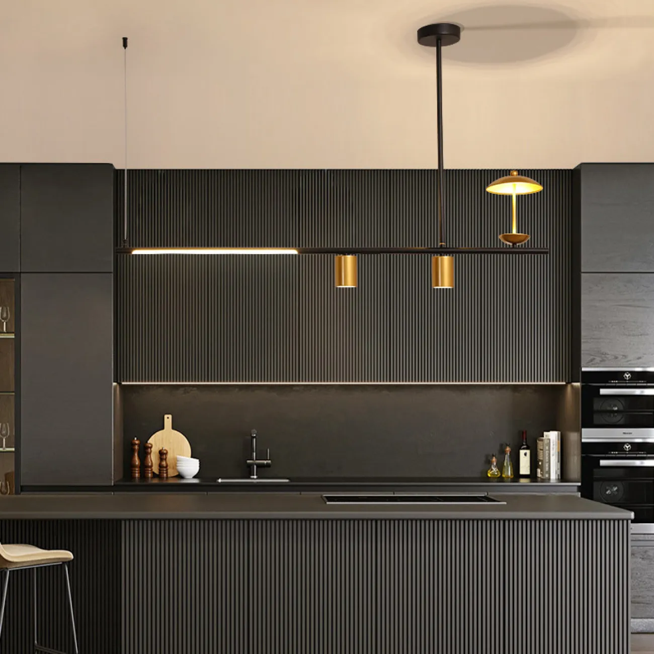 Подвесной светильник HETLEY B L2 Gold Black от ImperiumLoft