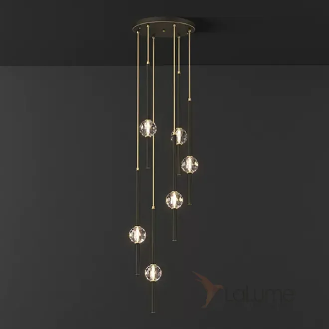 Готовая комбинация подвесных светодиодных светильников с хрустальными шарообразными плафонами SOCRATES COMBO D30 L6 Black