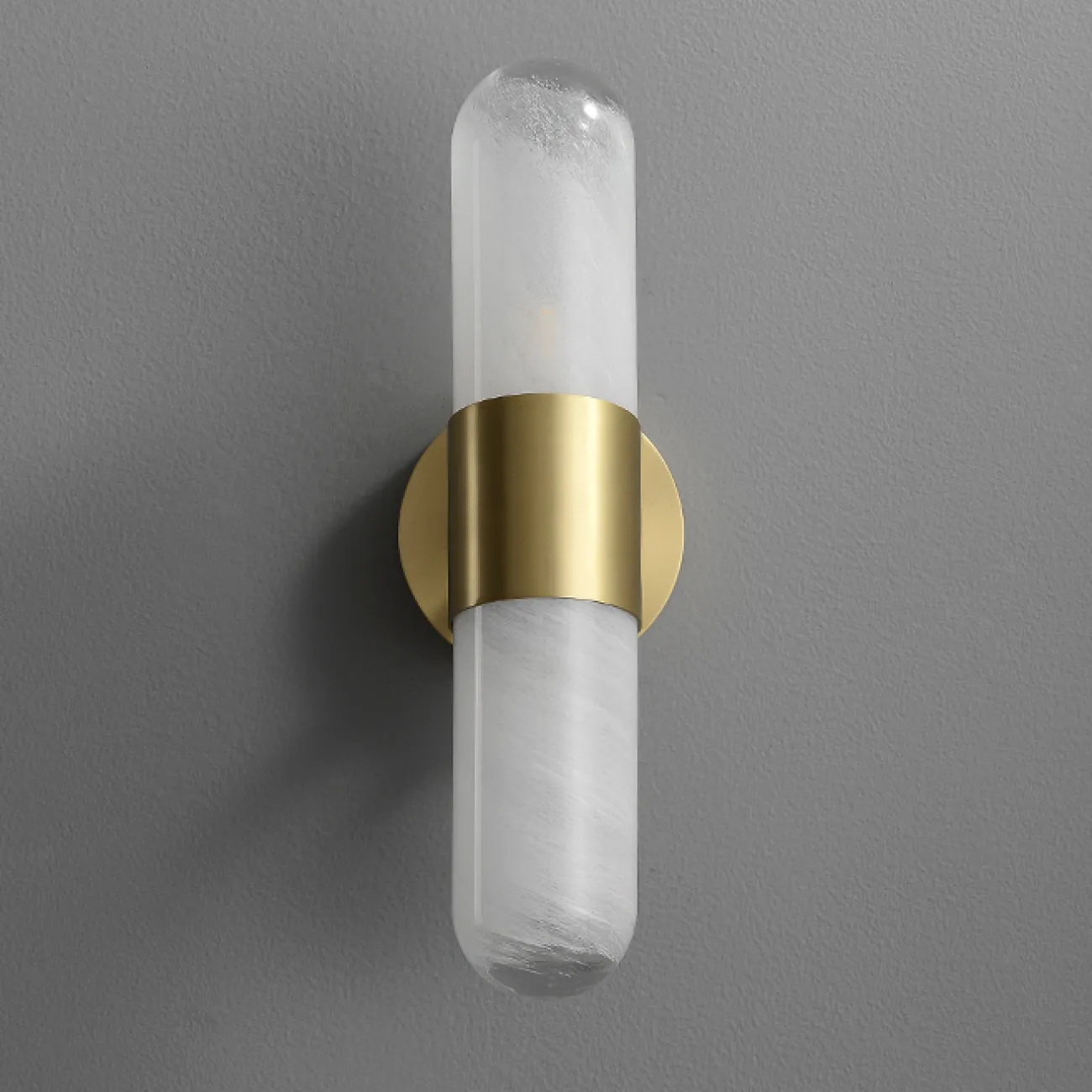  Дизайнерский настенный светильник с двойным цилиндрическим плафоном из белого стекла с эффектом льда LIESEL WALL