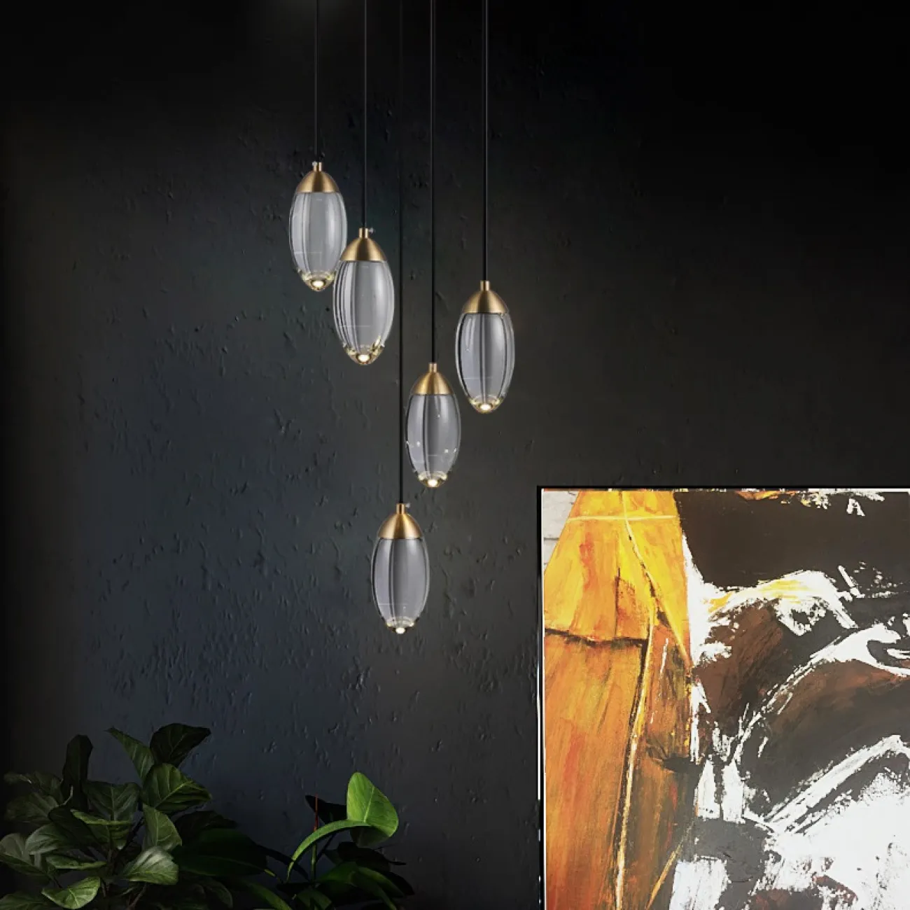 Комбинация из 5 подвесных светильников FIERA 5 от ImperiumLoft