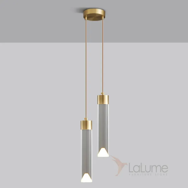 Готовая комбинация подвесных светодиодных светильников с цилиндрическим корпусом из хрусталя SAKRIS DUO Brass Готовая комбинация подвесных светодиодных светильников с цилиндрическим корпусом из хрусталя SAKRIS DUO Brass