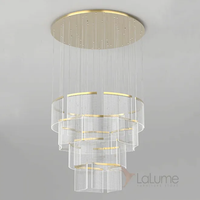 Готовая комбинация подвесных светодиодных светильников c прозрачными прямоугольными плафонами с клетчатой гравировкой AKSELINE D100