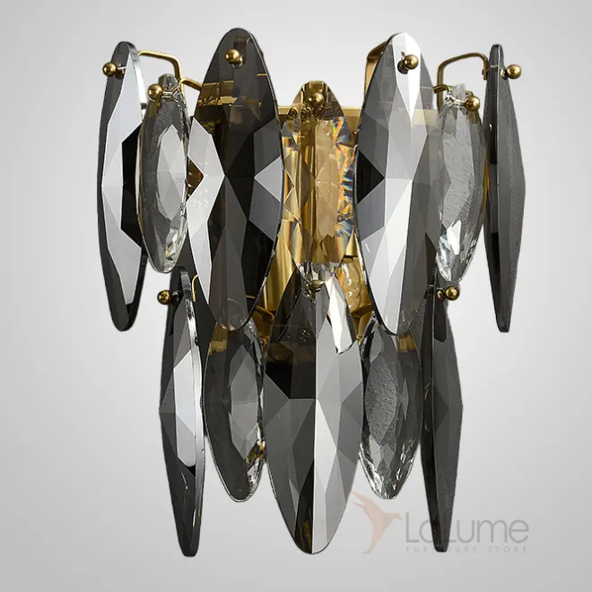 Настенный светильник из серии MARZO с подвесками в форме миндалевидных кристаллов дымчатого оттенка MARZO WALL