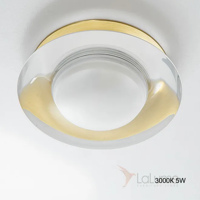 Встраиваемый светодиодный светильник с белым матовым плафоном круглой формы и дисковидным рассеивателем  LIS 3000К 5W