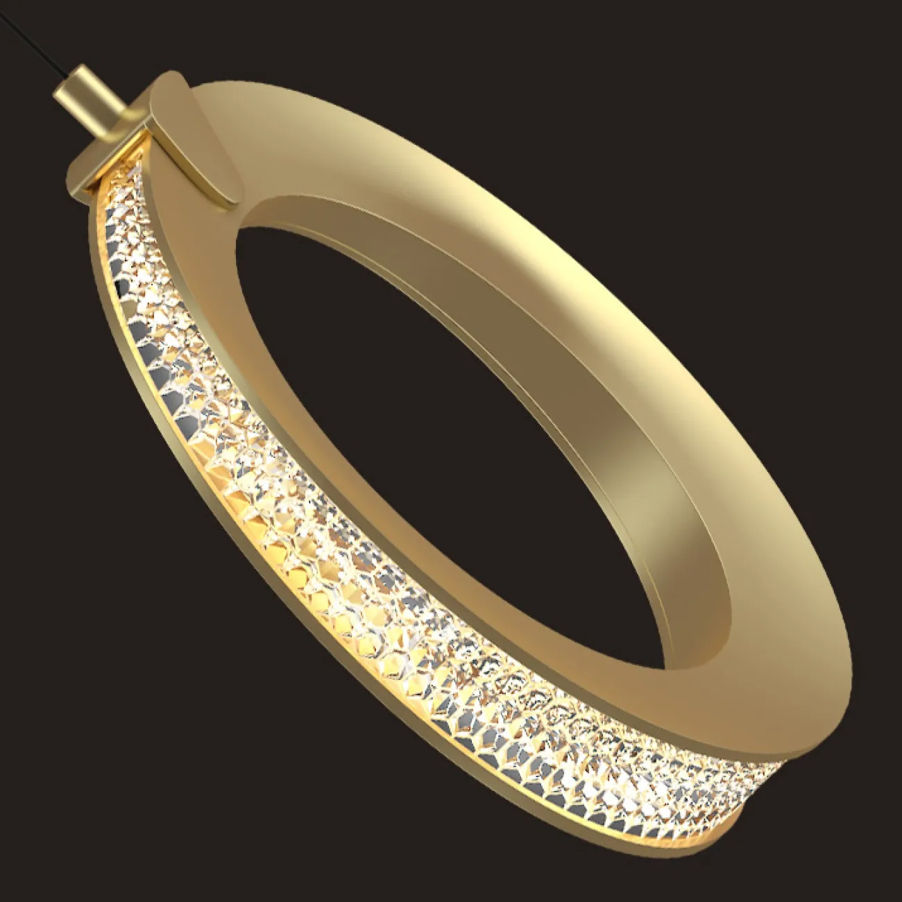 Готовая комбинация подвесных светодиодных светильников с кольцевидными плафонами с прозрачными рельефными рассеивателями по контуру корпуса CARLIN L12