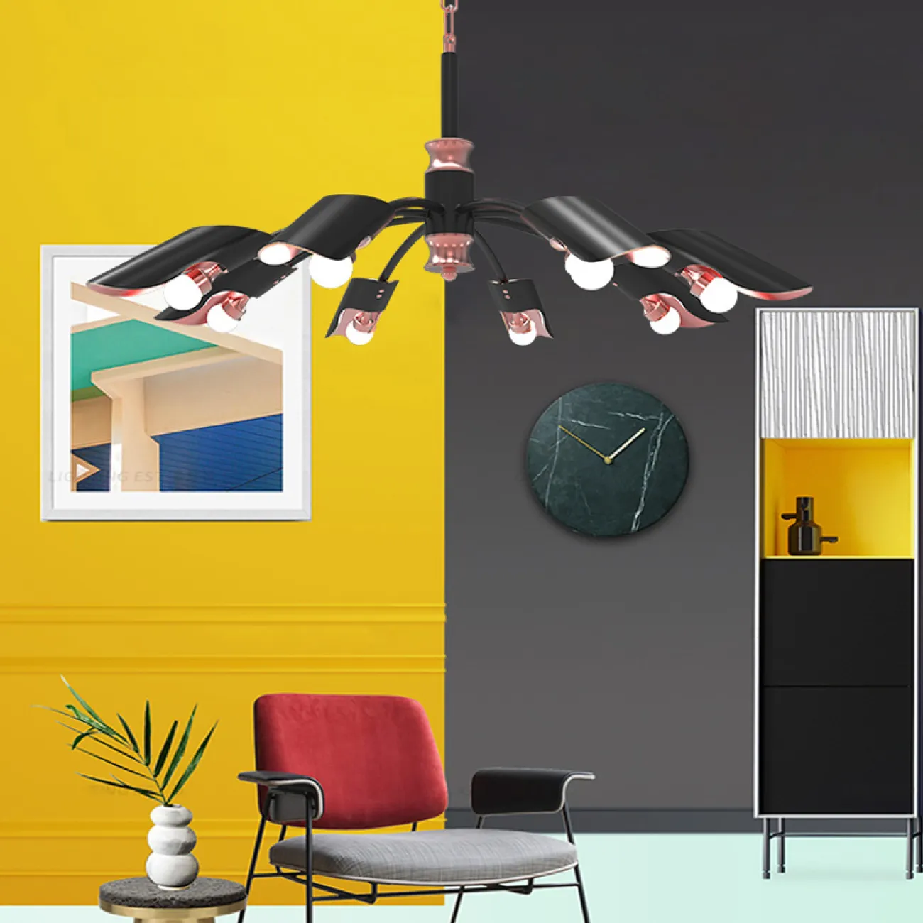 Дизайнерская светодиодная люстра в скандинавском стиле